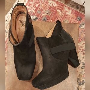 John Fluevog Black Suede Ankle Boots